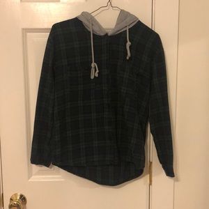Green hooded flannel